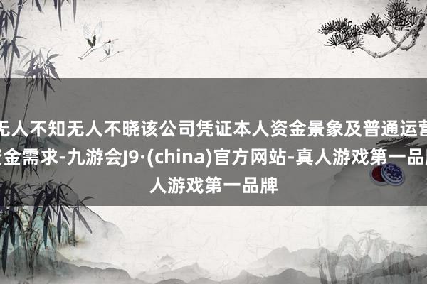 无人不知无人不晓该公司凭证本人资金景象及普通运营资金需求-九游会J9·(china)官方网站-真人游戏第一品牌