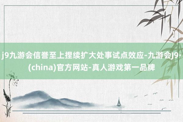 j9九游会信誉至上捏续扩大处事试点效应-九游会J9·(china)官方网站-真人游戏第一品牌